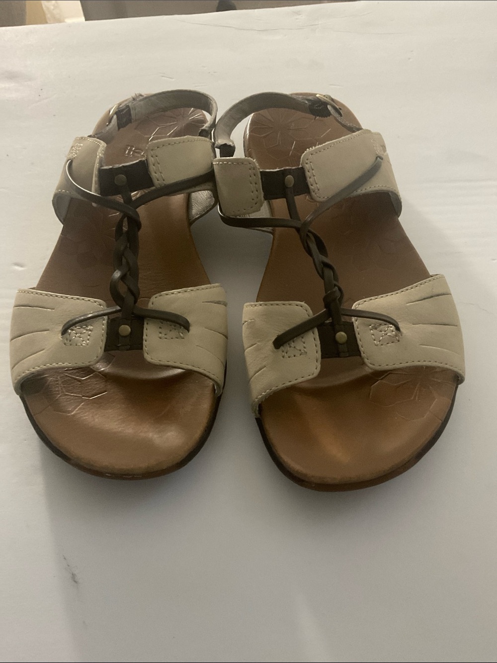 Merrell Beige Braided Leather Sandals - Comfortable Casual Strappy Flat size 6